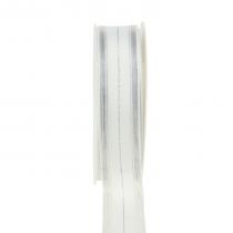 Kalėdinė juostelė su skaidriomis lurekso juostelėmis balta, sidabrinė 25mm 25m