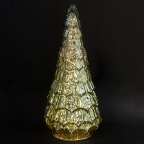 daiktų Kalėdų eglutė su LED apšvietimu, vintažinio žalio aukso spalvos, 38 cm