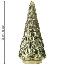daiktų Kalėdų eglutė su LED apšvietimu, vintažinio žalio aukso spalvos, 38 cm
