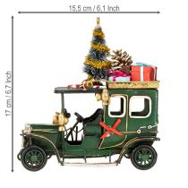daiktų Kalėdinė dekoracija automobiliui Kalėdinis automobilis vintažinis žalias 15×7×16 cm