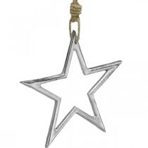 Kalėdų puošmena žvaigždė, advento puošmena, žvaigždžių pakabukas sidabrinis P15,5cm