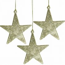 Kalėdinės dekoracijos žvaigždės pakabukas auksiniai blizgučiai 10cm 12vnt