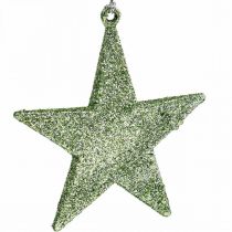 Kalėdinės dekoracijos žvaigždės pakabukas mėtų blizgučiai 10cm 12vnt