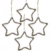 Kalėdinės dekoracijos žvaigždės guobos žvaigždės pakabinti baltai skalbti 20cm 4vnt