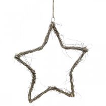 Kalėdų puošmena žvaigždė baltai nuplautos žvaigždutės pakabinimui guoba 30cm 4vnt