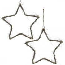 Kalėdinė puošmena žvaigždžių langų puošmena skalbta balta guoba Ø40cm 2vnt