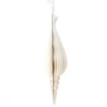 daiktų Elegantiška kalėdinė pakabinama dekoracija su popieriniais lašeliais, balti, 80 cm