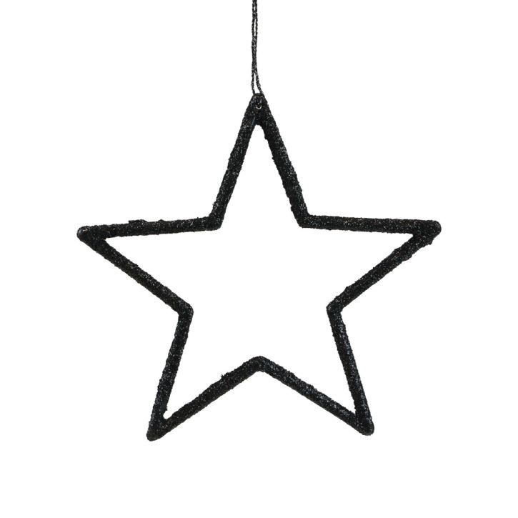 daiktų Kalėdinės dekoracijos žvaigždės pakabukas juodi blizgučiai 12cm 12vnt