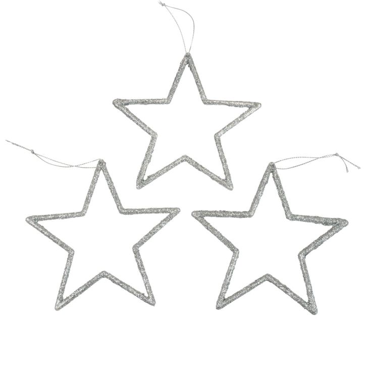 daiktų Kalėdinės dekoracijos žvaigždės pakabukas sidabro blizgučiai 12cm 12vnt