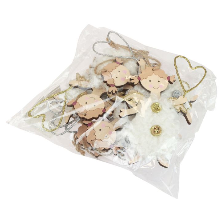 daiktų Kalėdinis angelas su širdele eglutės papuošimai medis 14,5cm 8 vnt