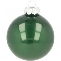 Kalėdiniai rutuliai stikliniai kalėdiniai rutuliukai žaliai matiniai Ø6cm 24 vnt