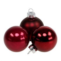 daiktų Kalėdinis rutulinis stiklas Ø4cm Bordo mišinys 24 vnt