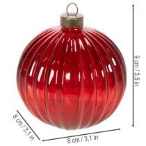 daiktų Kalėdiniai žaisliukai, stikliniai, raudoni, 8 cm, 12 vnt.