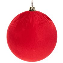 daiktų Raudonas aksominis kalėdinis kamuoliukas, didelis dekoratyvinis kamuoliukas pakabinimui, 25 cm, 2 vnt.