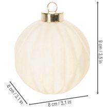daiktų Kalėdinis žaisliukas, baltas, mišrios tekstūros, 8 cm, 12 dalių
