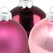 daiktų Kalėdiniai rutuliai, eglučių papuošimai, stikliniai rutuliukai violetiniai H8,5cm Ø7,5cm tikras stiklas 12vnt