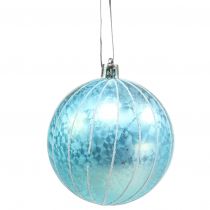 Kalėdinis rutulys plastikinis mėlynas-turkis Ø8cm 2vnt