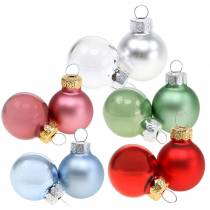daiktų Mini kalėdiniai kamuoliukai matiniai / blizgūs asorti Ø2,5cm 24vnt.Įvairių spalvų