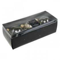 daiktų Kalėdiniai rutuliukai stiklo dekoravimo rutuliukai užpildyti džiovintomis gėlėmis Ø8cm 3vnt