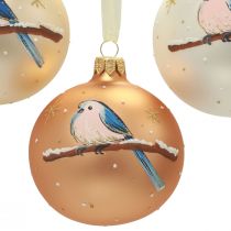 Kalėdiniai rutuliai stiklas Kalėdų eglutė rutulys paukštis žieminis Ø8cm 6vnt