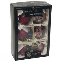 daiktų Kalėdiniai rutuliai stikliniai violetiniai kalėdiniai rutuliai gėlė Ø8cm 6vnt