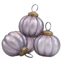 Kalėdiniai rutuliai stikliniai violetiniai Kalėdų eglutės rutuliai vintage Ø6cm 4vnt