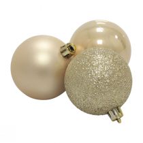 daiktų Kalėdiniai kamuoliukai plastikiniai šampano blizgučiai matiniai Ø6cm 10v