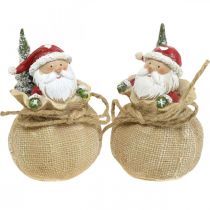 daiktų Dekoratyvinė figūrėlė Kalėdų Senelis maiše Kalėdinė puošmena Ø8cm/H13cm 2 vnt