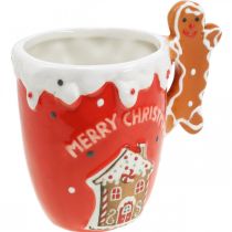 daiktų Kalėdinis puodelis Merry Christmas raudonas keraminis H10,5cm