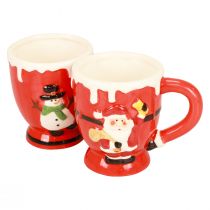 daiktų Kalėdiniai puodeliai puodelis Kalėdų senelis keramikinis 10,5cm 2vnt