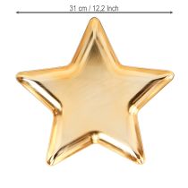 daiktų Kalėdinė žvaigždės formos dekoravimo lėkštė, auksinė, plastikinė, Ø31cm