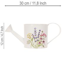 daiktų Baltas metalinis laistytuvas su gėlių motyvu, 13,5 cm, dekoratyvinis vazonas