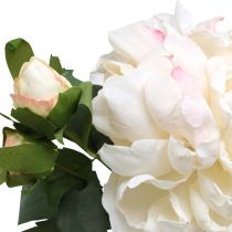 Baltos rožės dirbtinė rožė didelė su trimis pumpurais 57cm