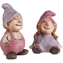 daiktų Gnome Spring Boy Girl Pair Purple Pink H10/14cm 2 vnt