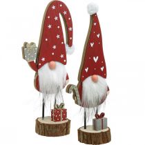Medinis gnome dekoras Kalėdinis nykštukas H26/30cm 2vnt