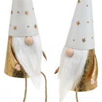 daiktų Gnome Kalėdinė dekoratyvinė figūrėlė balta, auksinė Ø6,5cm H22cm 2 vnt