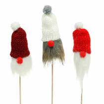 Gnome klijuoti su megzta kepure raudona, balta, pilka 11-13cm L34-35,5cm 12vnt.