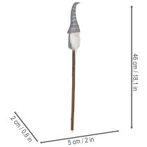 daiktų Dekoratyvinė nykštuko figūrėlė su dryžuota kepure ant medinio pagaliuko, 46 cm, 6 dalys