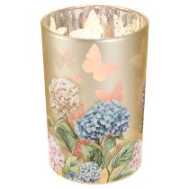 daiktų Stiklinė žvakutė su gėlių motyvu harmoningoms gyvenimo akimirkoms, 18 cm