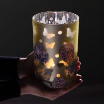 daiktų Stiklinė žvakutė su gėlių motyvu harmoningoms gyvenimo akimirkoms, 18 cm