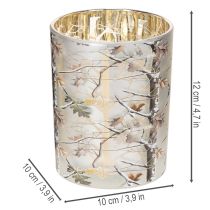 daiktų Stiklinis žibintas su šakos raštu, auksiniu vidumi, 12 cm
