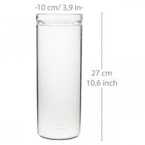 daiktų Gėlių vaza, stiklinis cilindras, stiklinė vaza apvali Ø10cm H27cm