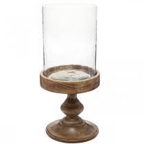 Žibintų stiklas ant medinio pagrindo dekoratyvinis stiklas senovinės išvaizdos Ø22cm H45cm
