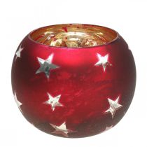 daiktų Žibinto stiklo arbatinės žvakidės stiklas su žvaigždėmis raudona Ø12cm H9cm