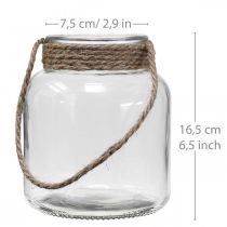 Žibinto stiklas, arbatinės žvakutės laikiklis pakabinimui H16,5cm Ø14,5cm