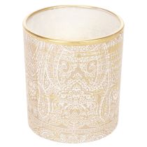 daiktų Stiklinė žvakučių laikiklis su Paisley raštu, Ø8cm, aukštis9cm, 2 vnt.