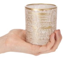 daiktų Stiklinė žvakučių laikiklis su Paisley raštu, Ø8cm, aukštis9cm, 2 vnt.