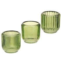 daiktų Žibintas Stiklas Žibintuvėlis Retro žalias 8cm 6 vnt