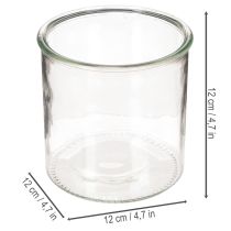 daiktų Stiklinė žvakučių laikiklis, apvalus, skaidraus stiklo, universalus, 12 cm, 2 vnt.