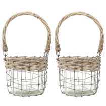 daiktų Žibintų pakabinama dekoracija metalinis stiklinis gluosnis Ø13cm H12cm 2vnt